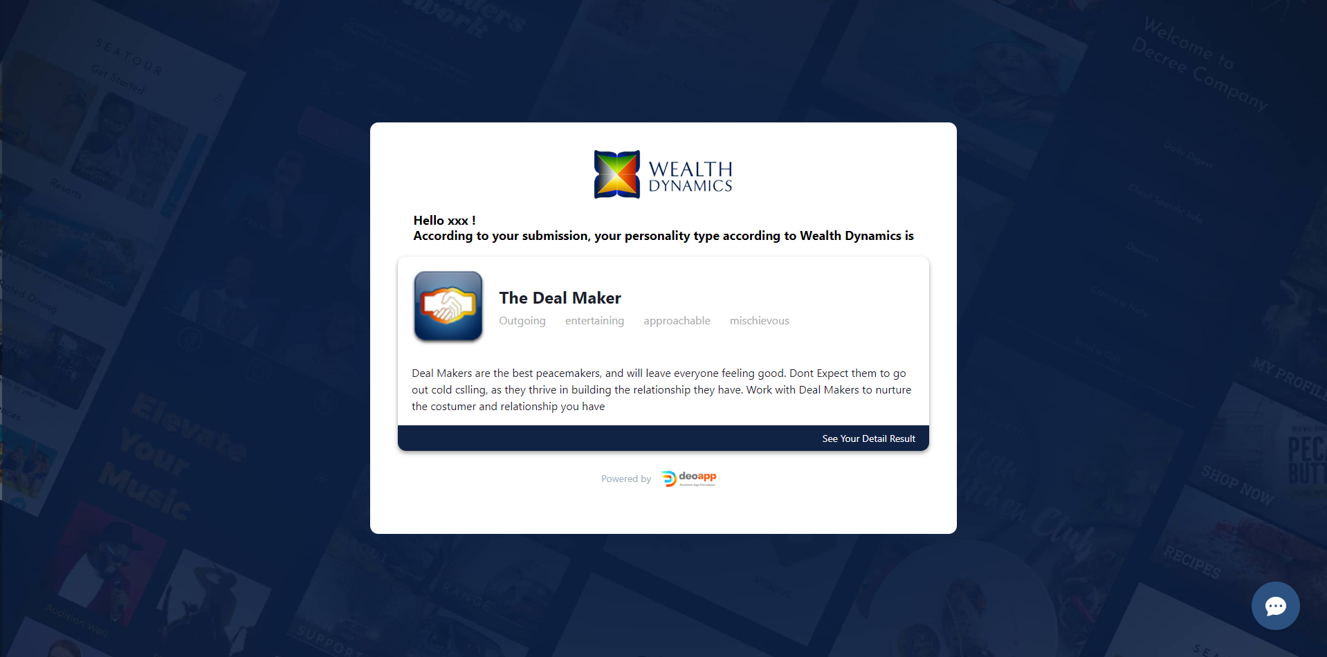 Wealth Dynamic Assessment screenshot 1